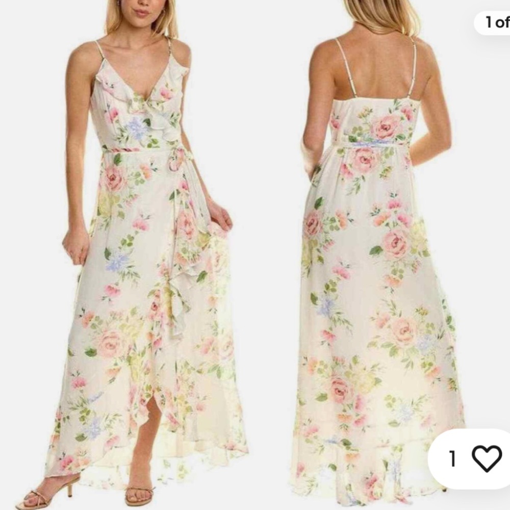 #248” YUMU KIM meadow wrap floral high low maxi dress - Picture 3 of 6